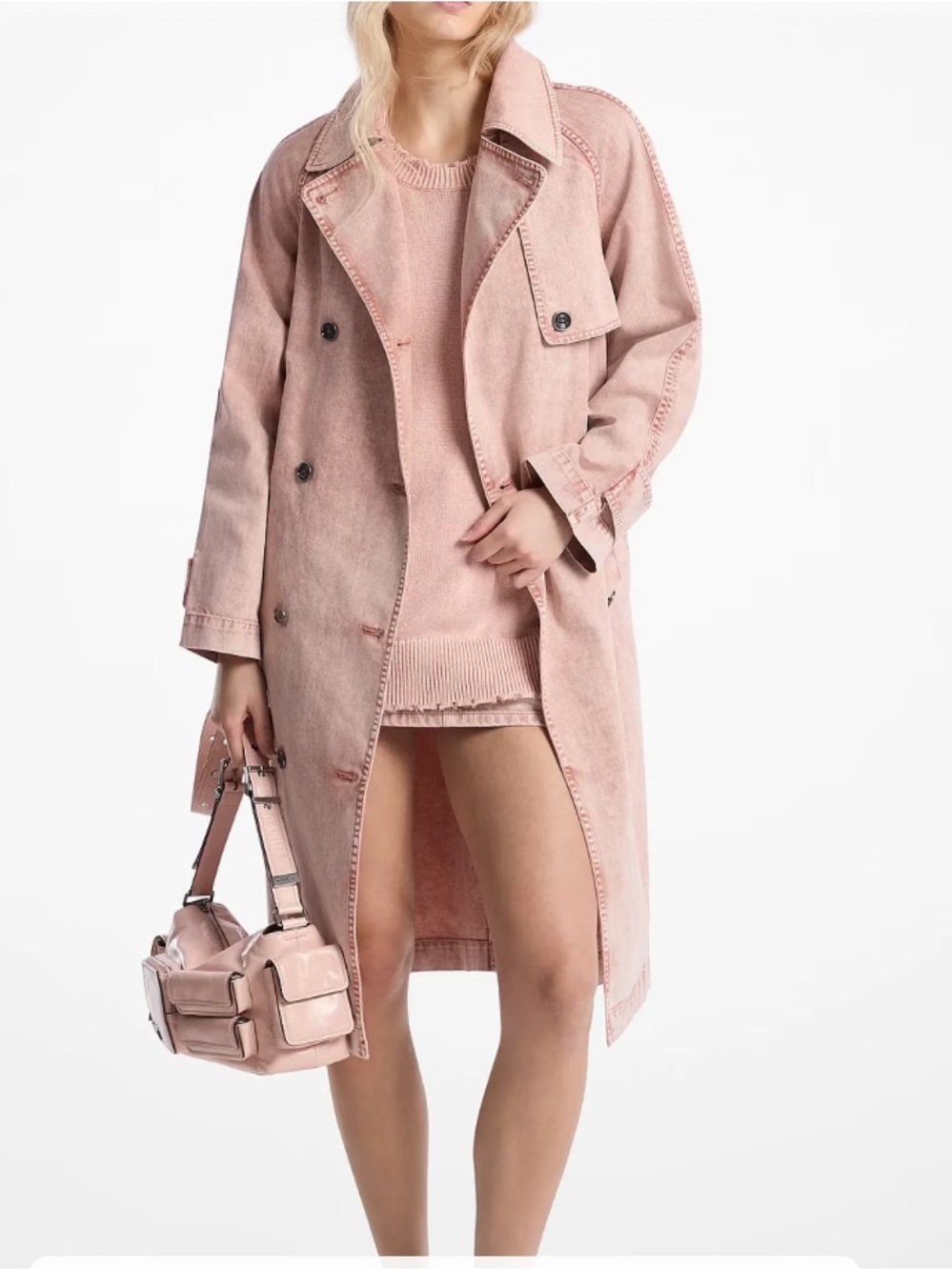 MICHAEL Michael Kors Dusty Pink Stud-Detail Trench Coat - Picture 5 of 5